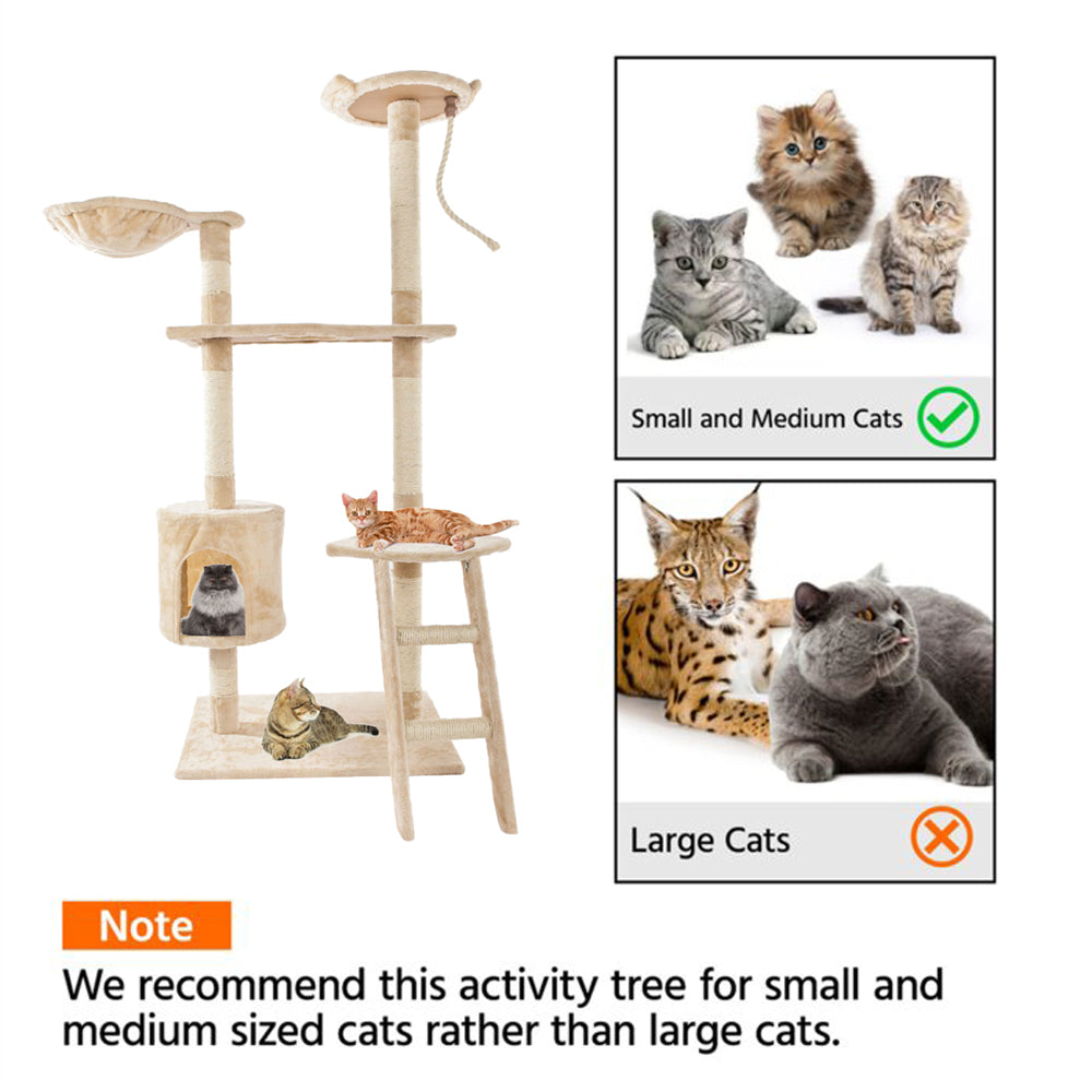 60" Solid Cute Sisal Rope Plush Cat Climb Tree Cat Tower - BaconPaw