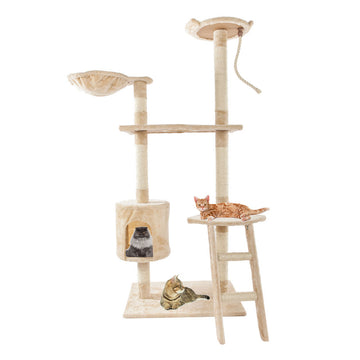 60" Solid Cute Sisal Rope Plush Cat Climb Tree Cat Tower - BaconPaw